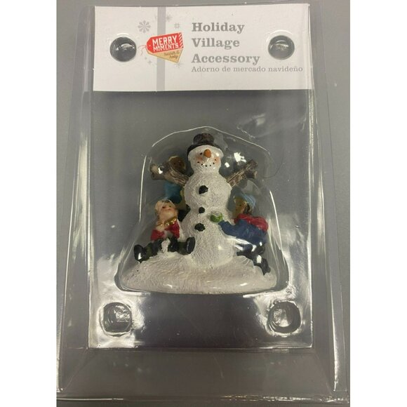 Merry Moments Holiday Village Accessory Snowman Figurine With Children - Picture 1 of 3